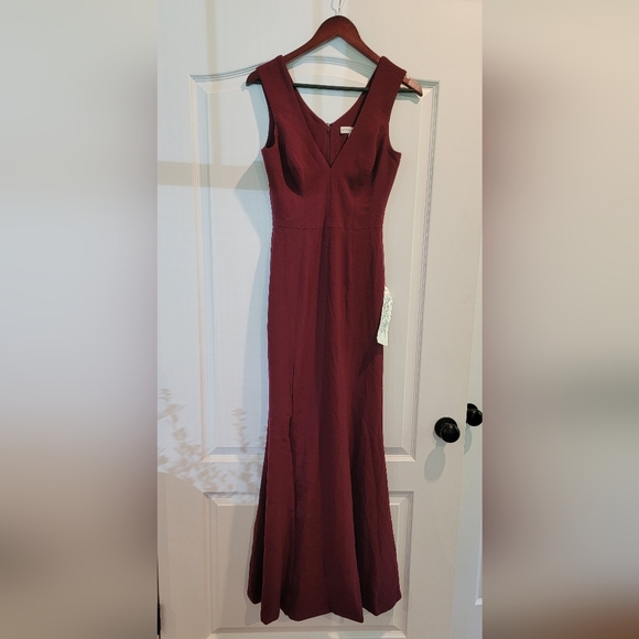 Dress the Population Sandra V-Neck Gown, Dark Magenta, Size Small NWT - Picture 7 of 8